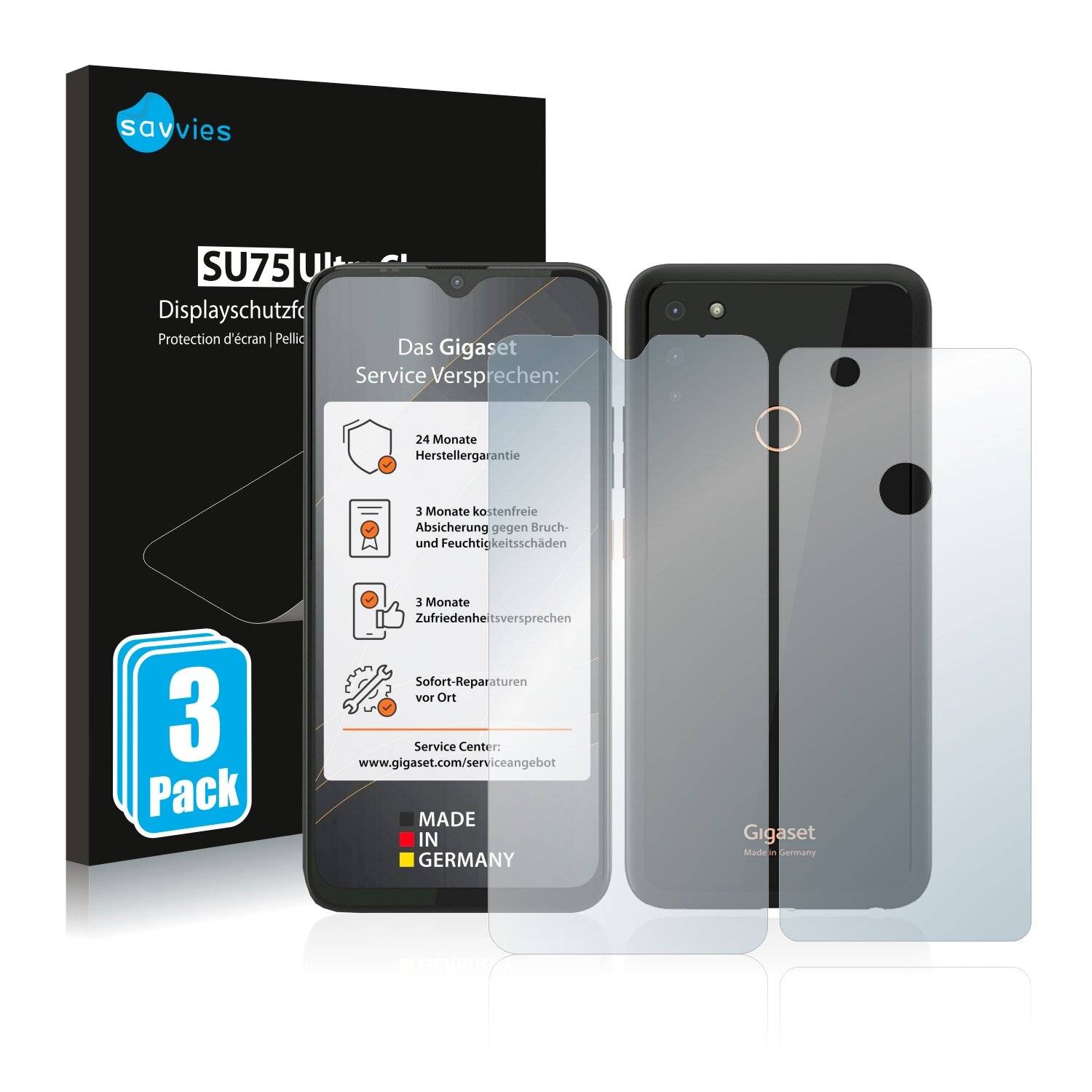 6x Savvies SU75 Displayschutzfolie für Gigaset GS4 (Vorder +