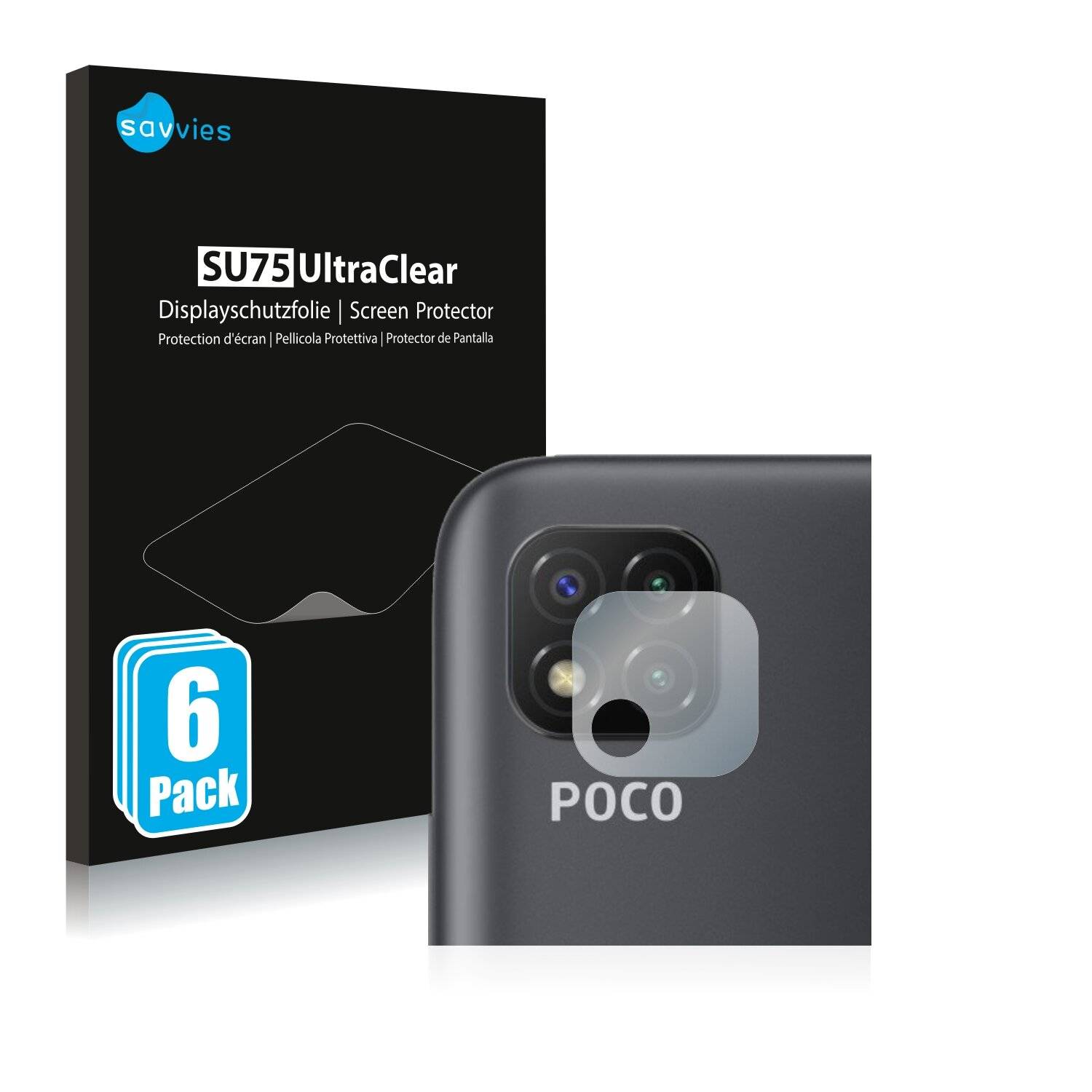 6x Savvies SU75 Displayschutzfolie für Xiaomi Poco C3 (NUR