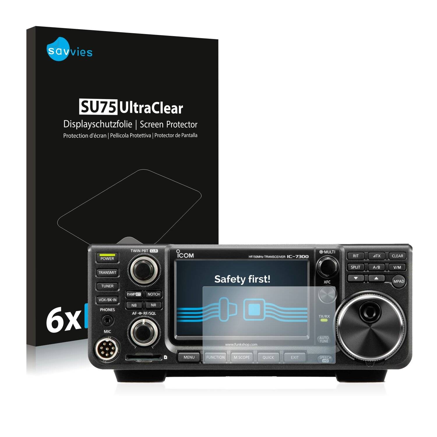 6x Savvies SU75 Displayschutzfolie für Icom