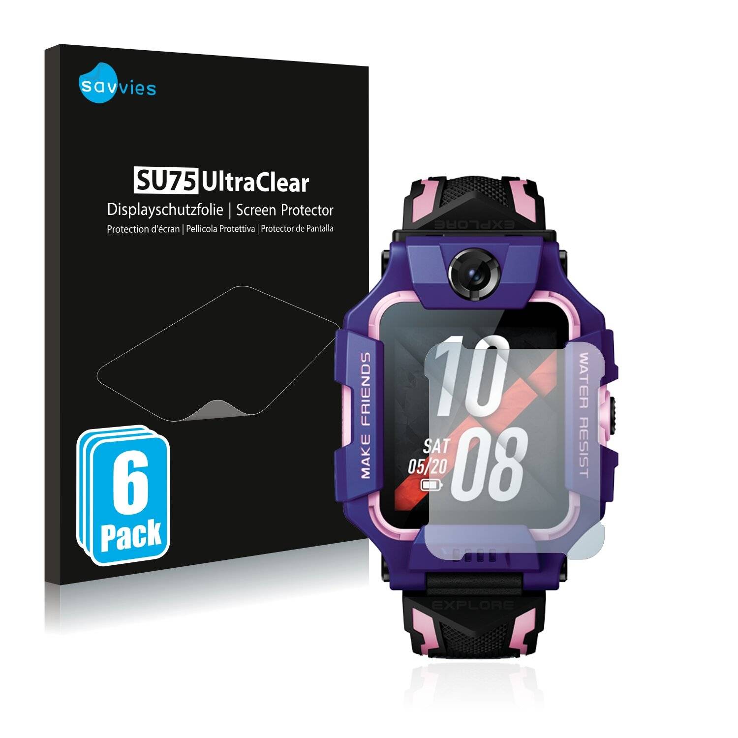 6x Savvies SU75 Displayschutzfolie für Imoo Watch Phone