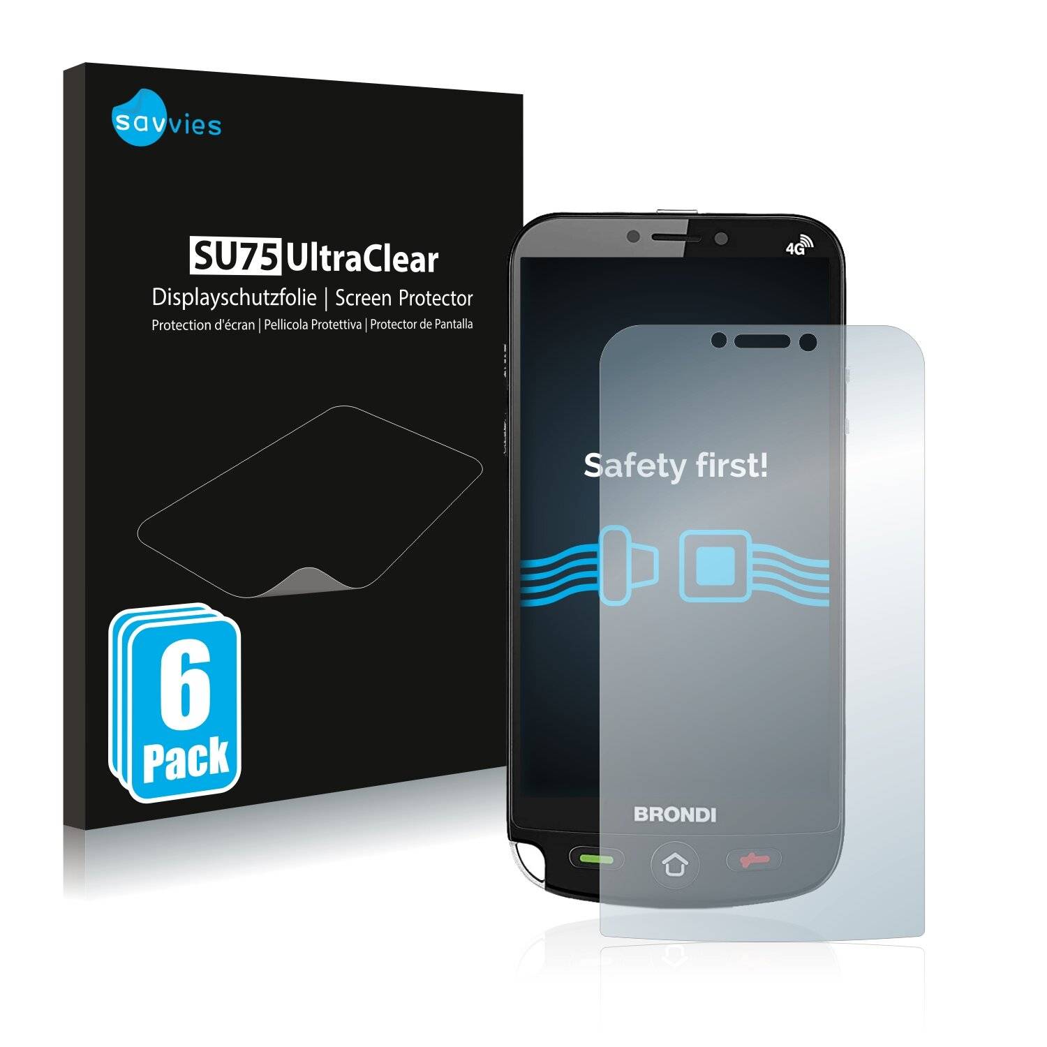 6x Savvies SU75 Displayschutzfolie für Brondi Amico Dual