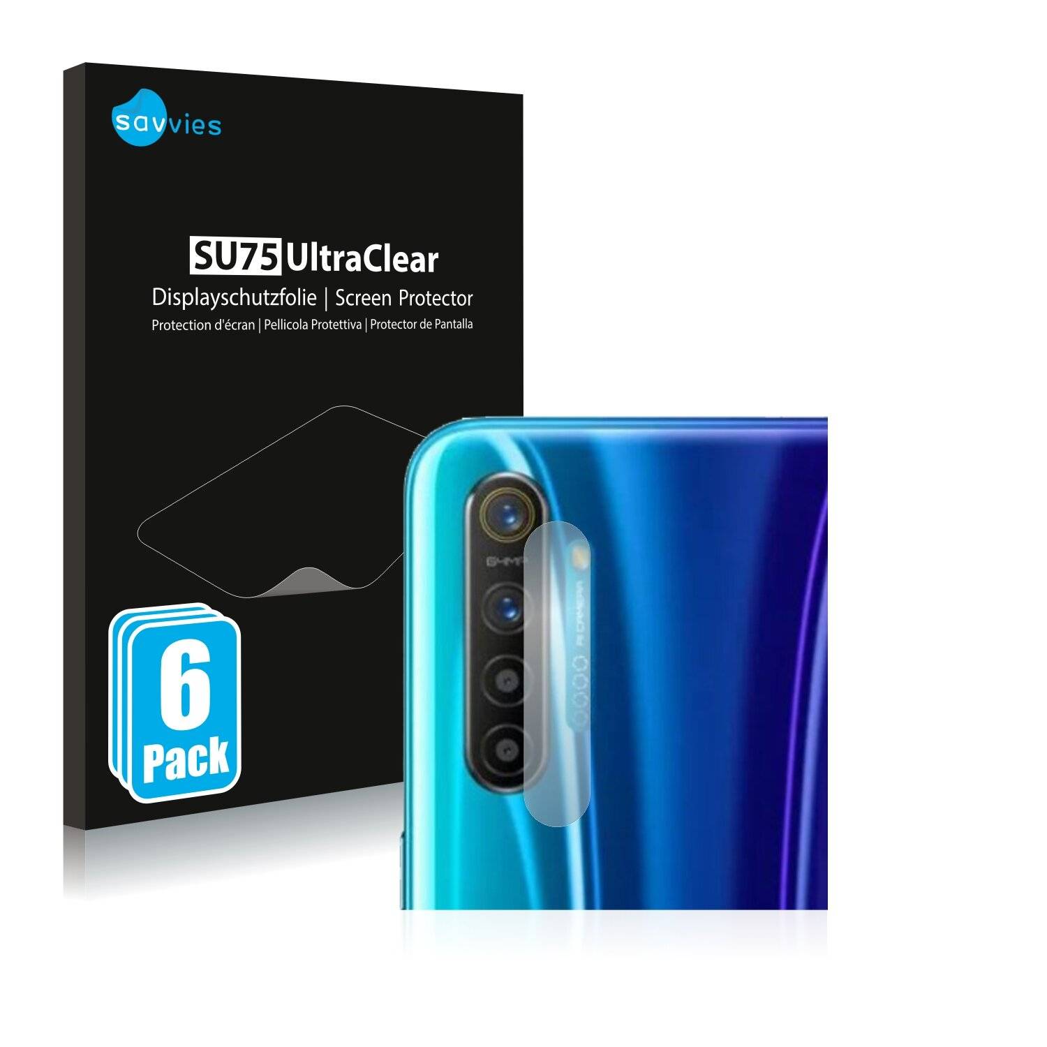6x Savvies SU75 Displayschutzfolie für Realme X2 (NUR