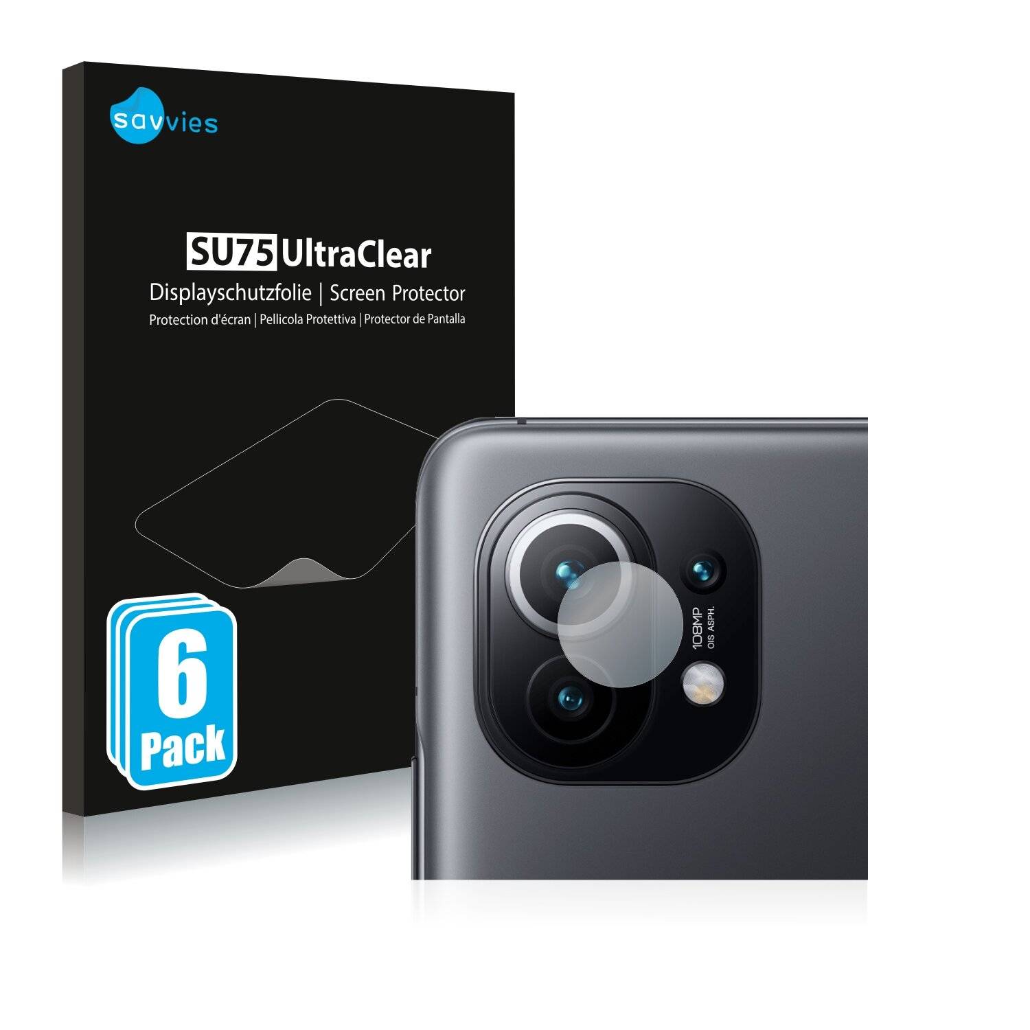 6x Savvies SU75 Displayschutzfolie für Xiaomi Mi 11 5G (NUR