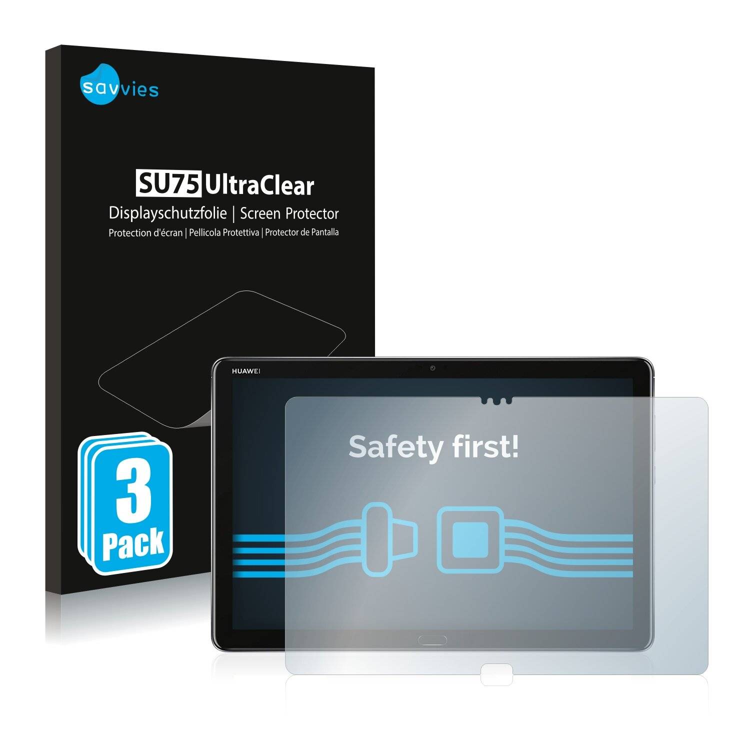 3x Savvies SU75 Displayschutzfolie für Huawei MediaPad M5 Lite