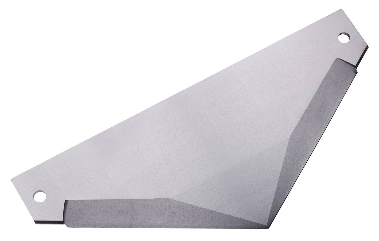 Eine graue, kantige abstrakte Form, die einem Papierflieger ähnelt, auf weißem Hintergrund.