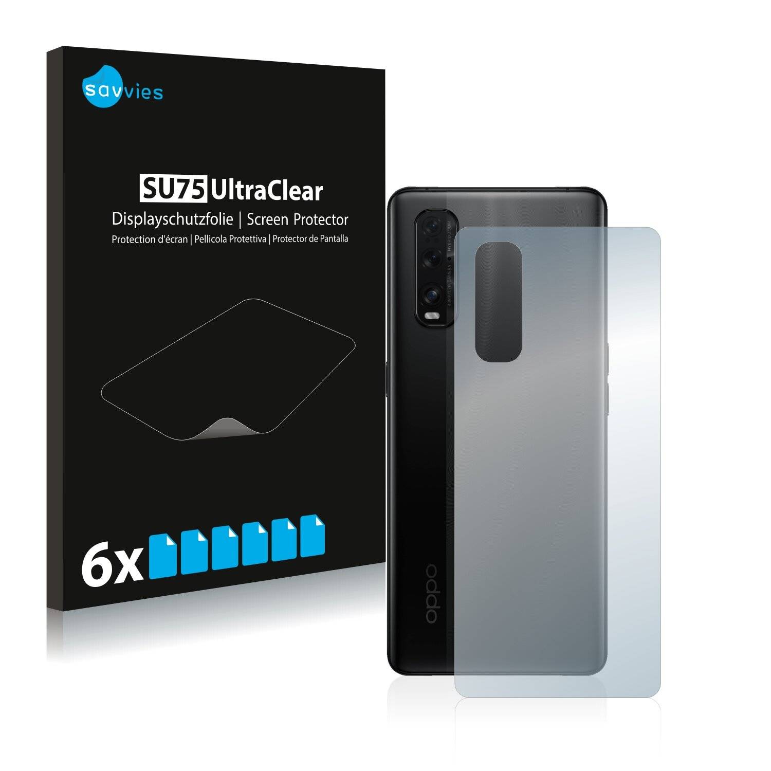 6x Savvies SU75 Displayschutzfolie für Oppo Find X2