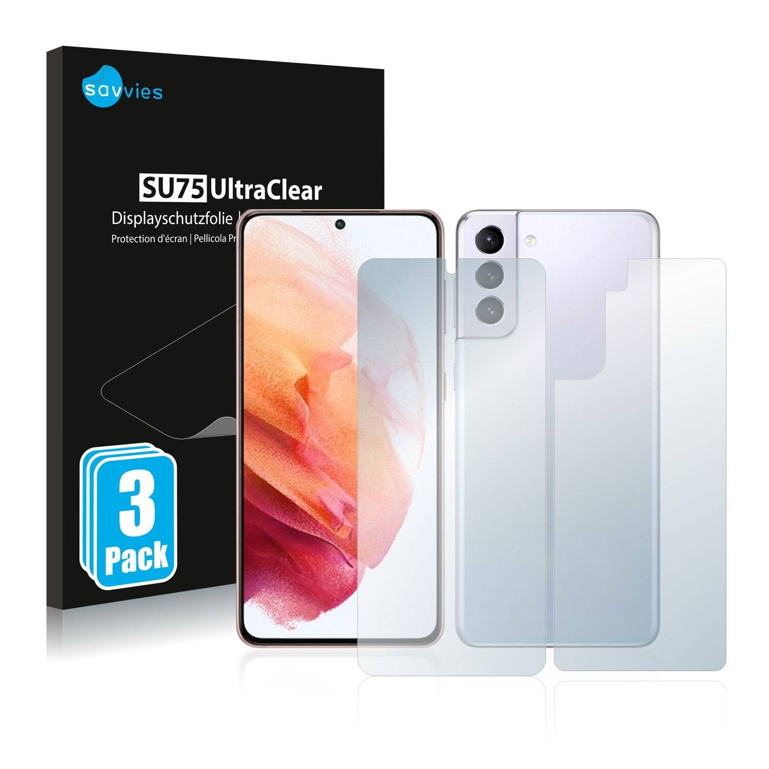 6x Savvies SU75 Displayschutzfolie für Samsung Galaxy S21 5G (Vorder +
