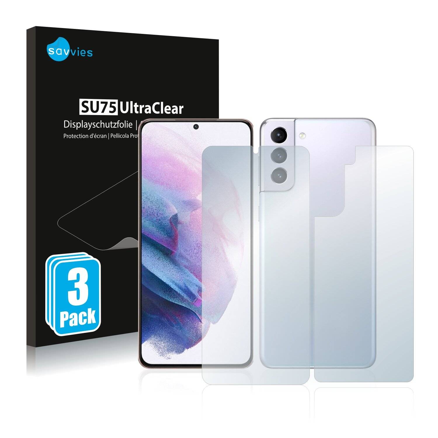 6x Savvies SU75 Displayschutzfolie für Samsung Galaxy S21 Plus 5G (Vorder +