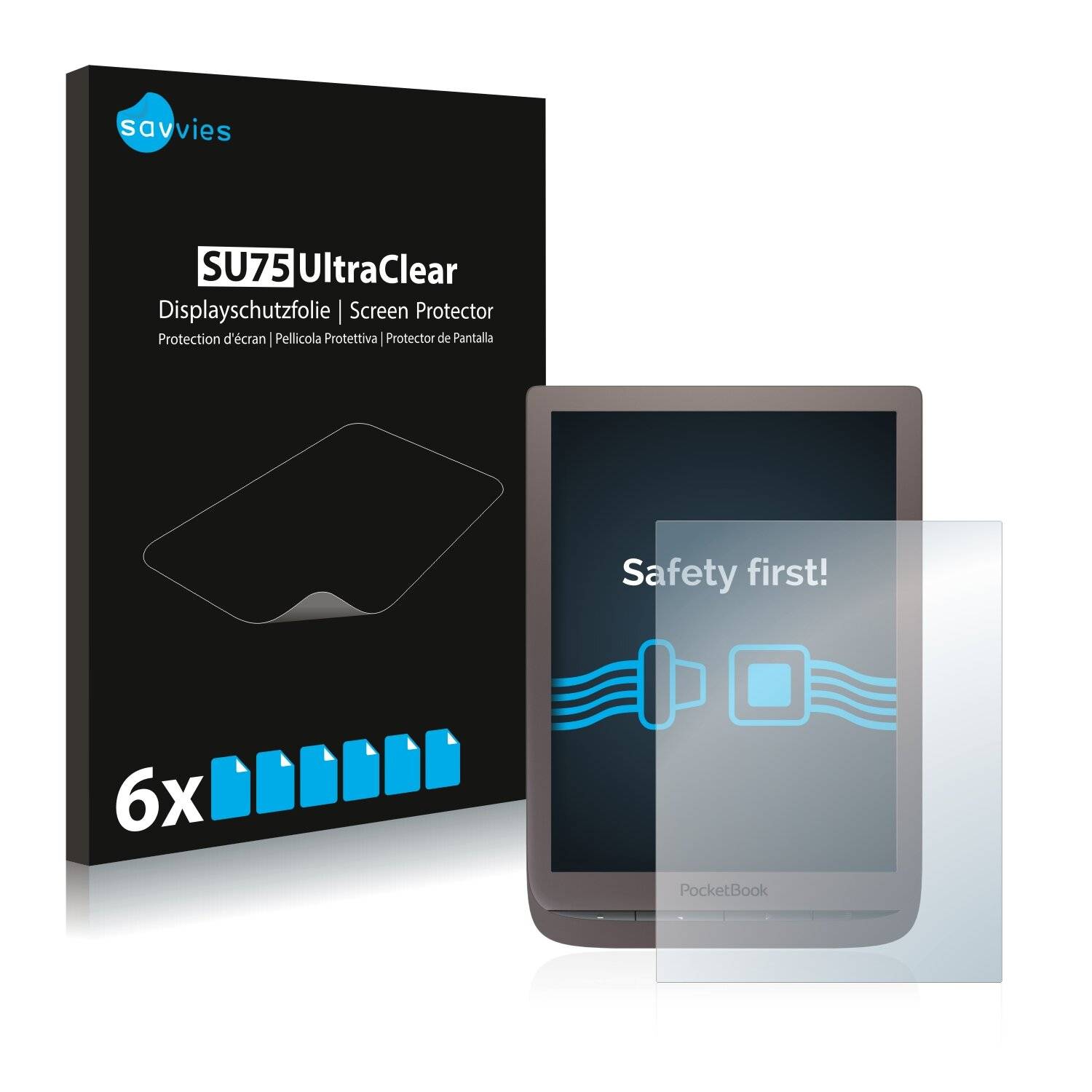 6x Savvies SU75 Displayschutzfolie für PocketBook InkPad 3