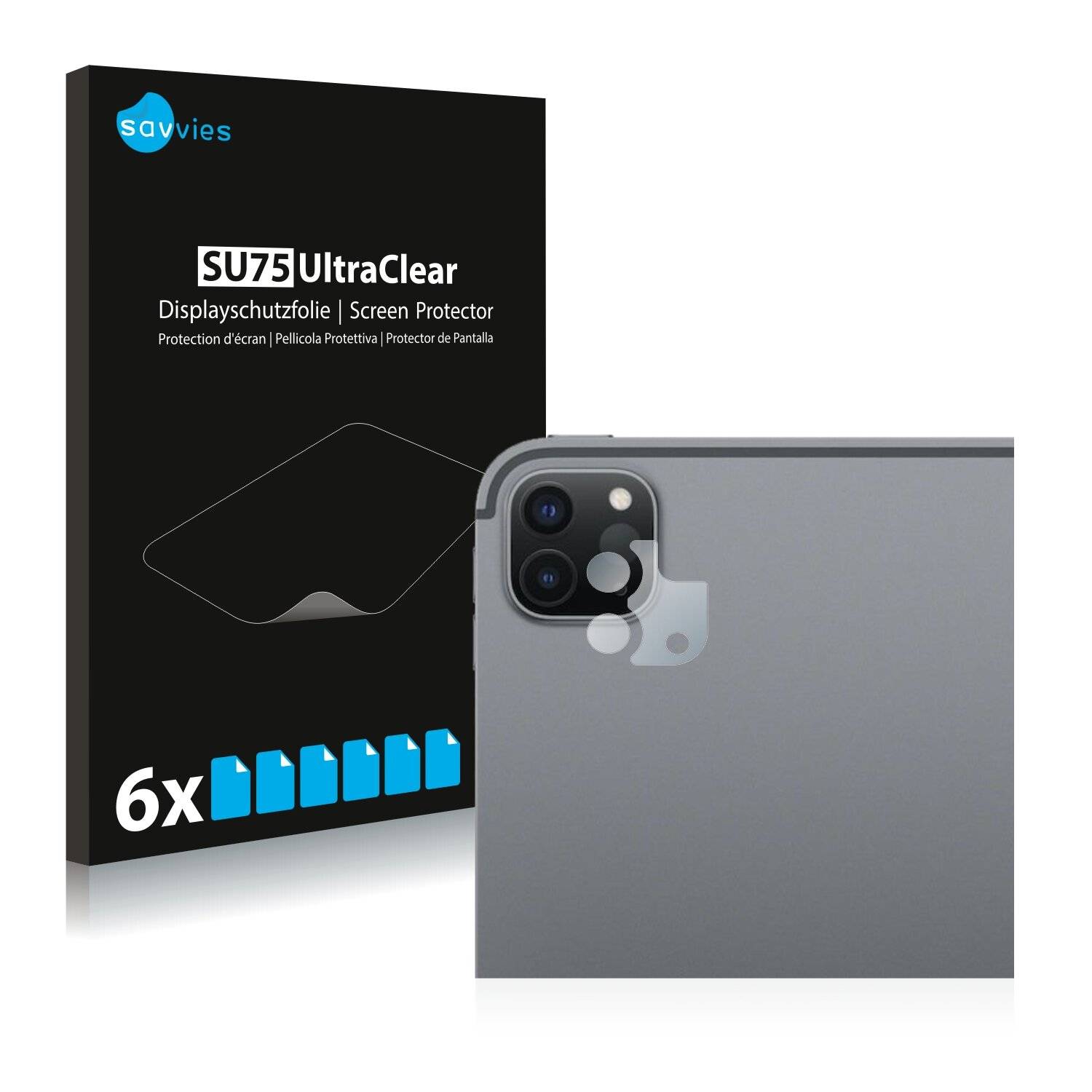 6x Savvies SU75 Displayschutzfolie für Apple iPad Pro 11 WiFi Cellular 2020 (NUR Kamera, 2.