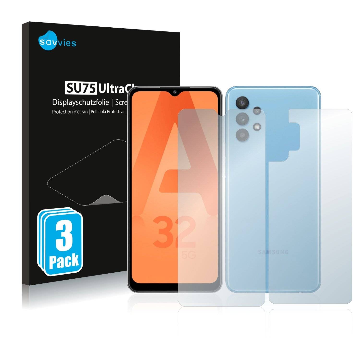 6x Savvies SU75 Displayschutzfolie für Samsung Galaxy A32 5G (Vorder +