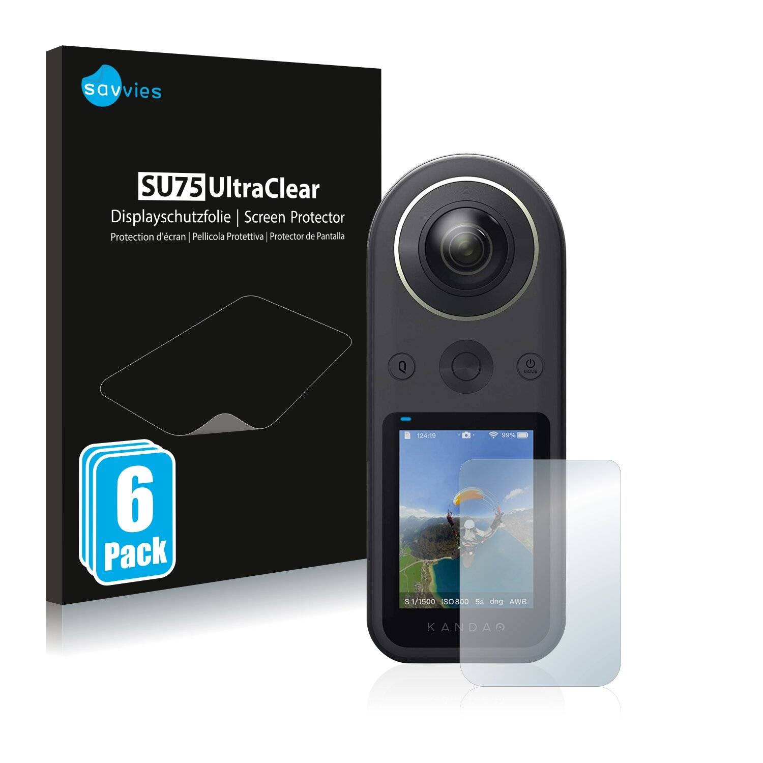 6x Savvies SU75 Displayschutzfolie für Kandao QooCam