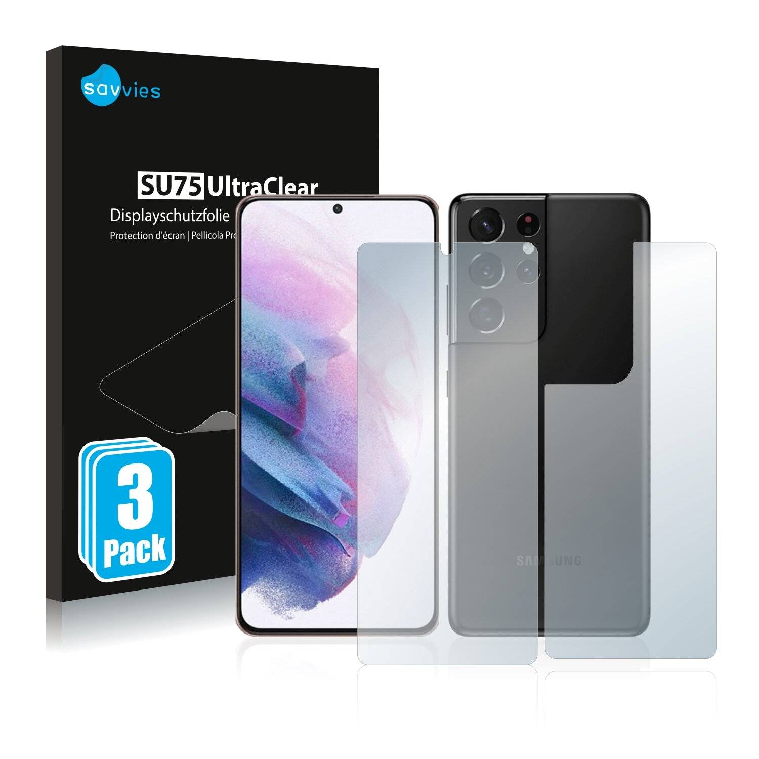 6x Savvies SU75 Displayschutzfolie für Samsung Galaxy S21 Ultra 5G (Vorder +