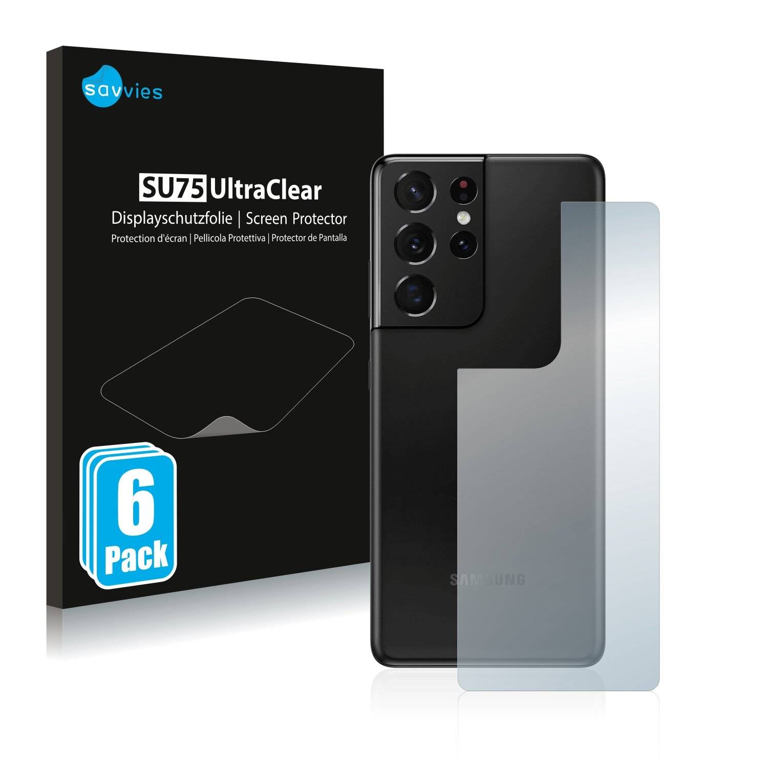 6x Savvies SU75 Displayschutzfolie für Samsung Galaxy S21 Ultra 5G
