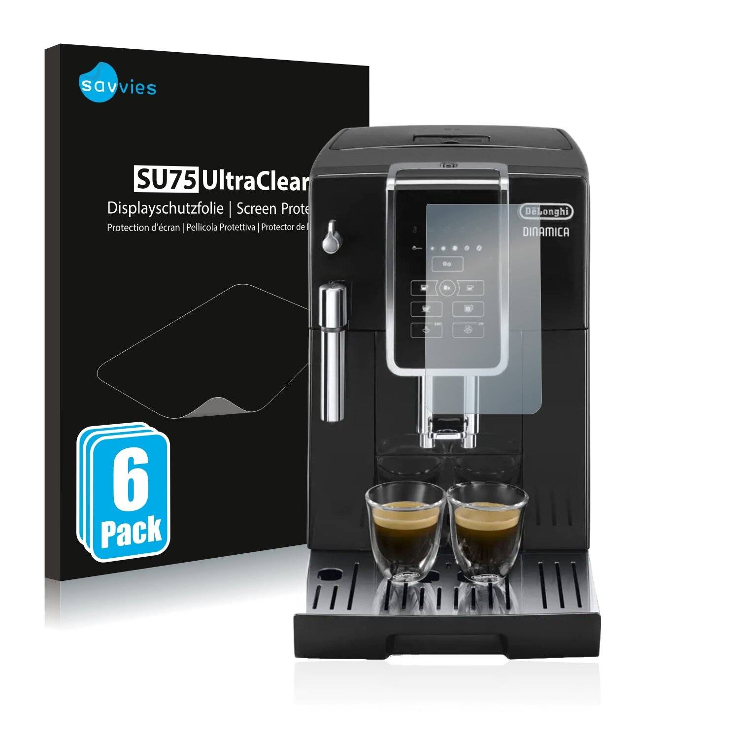 6x Savvies SU75 Displayschutzfolie für DeLonghi Dinamica
