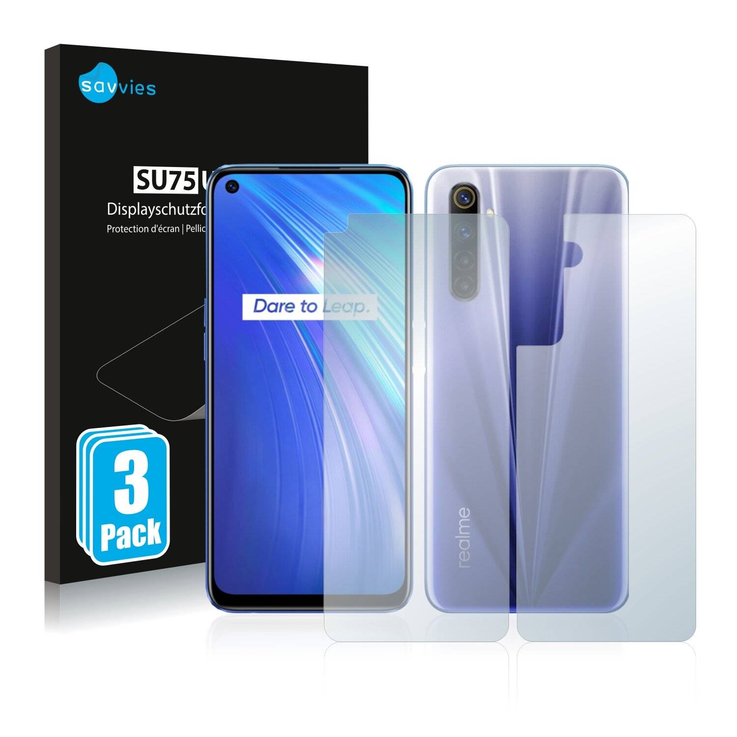 6x Savvies SU75 Displayschutzfolie für Realme 6 (Vorder +