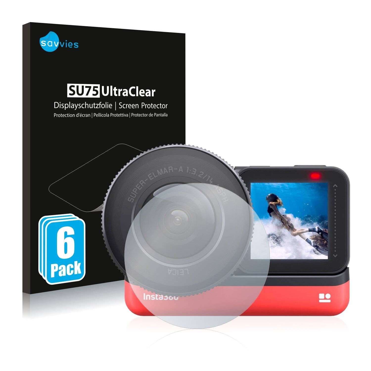 6x Savvies SU75 Displayschutzfolie für Insta360 One R 1-Inch Edition Dual-Lens 360 Mod