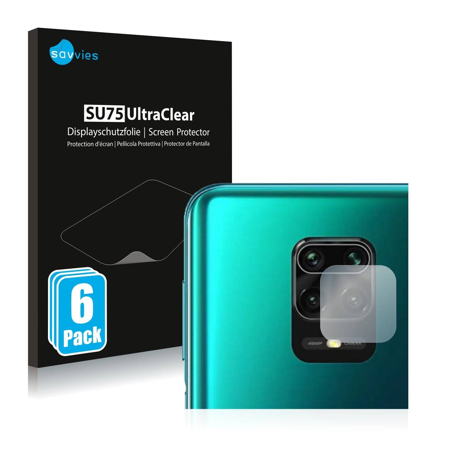 6x Savvies SU75 Displayschutzfolie für Xiaomi Redmi Note 9 Pro (NUR
