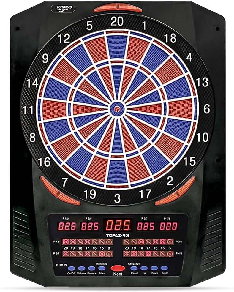 Carromco Topaz-901 Elektronische Dartscheibe inkl. Softdarts und Netzteil für 1–8 Spieler
