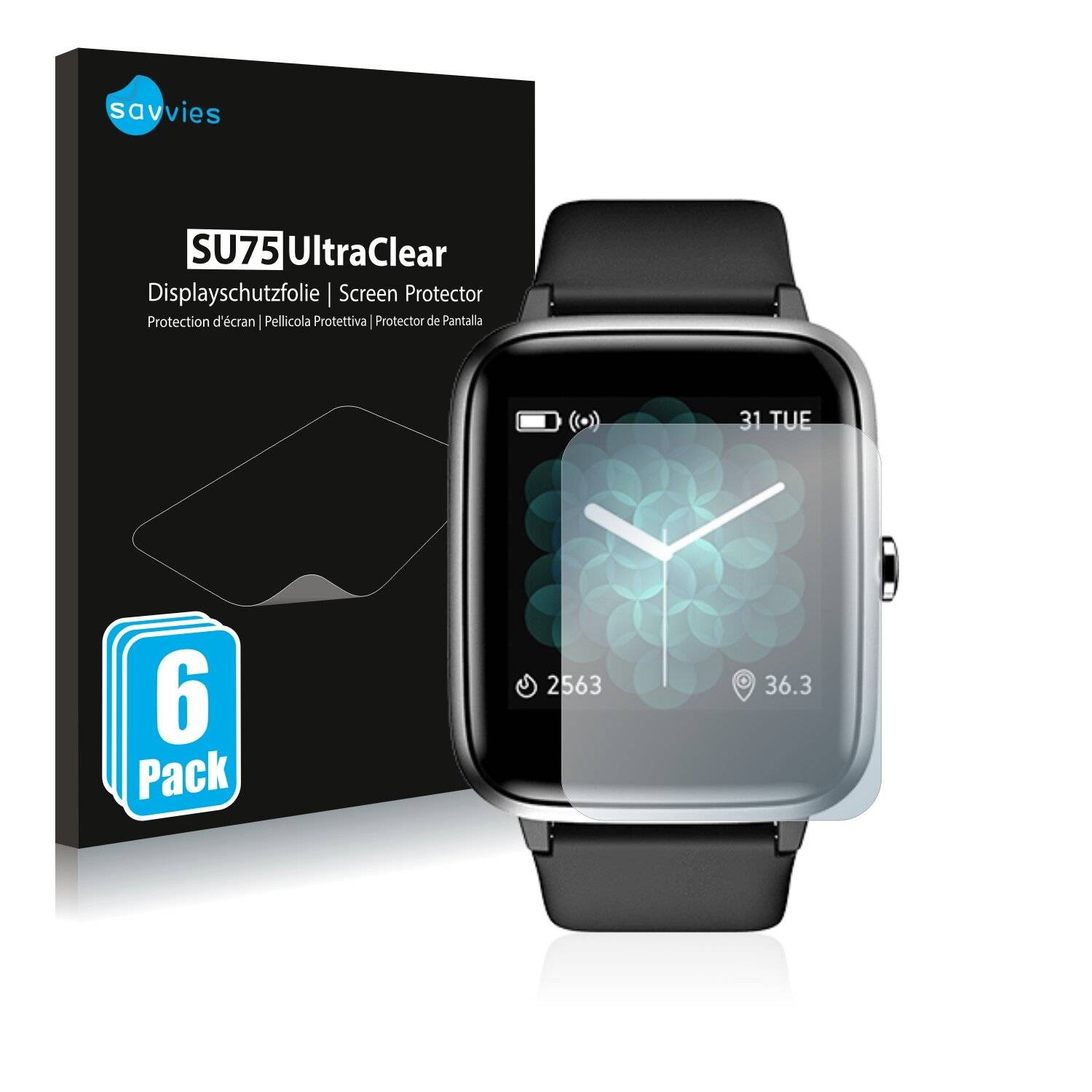 6x Savvies SU75 Displayschutzfolie für Noise ColorFit Pro