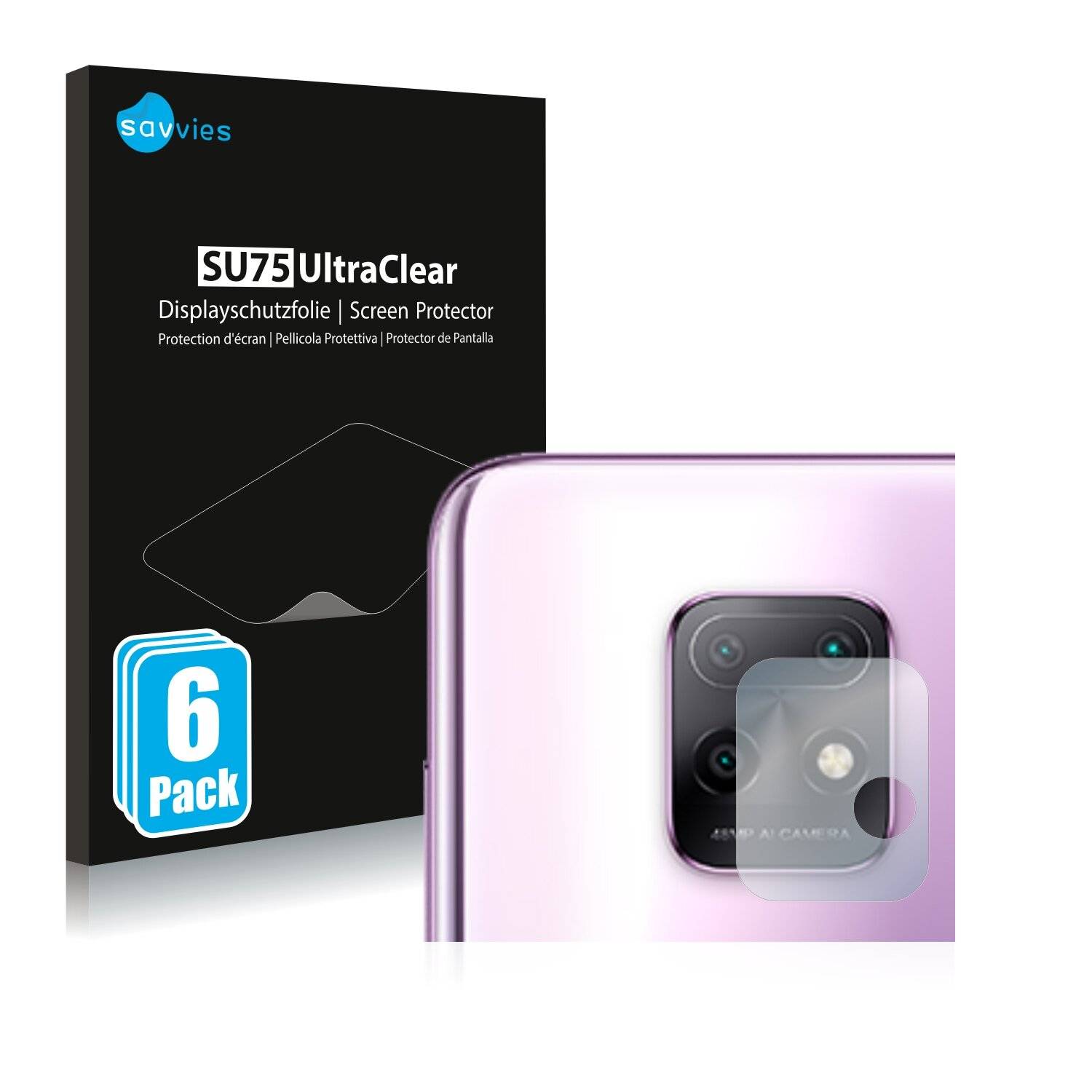 6x Savvies SU75 Displayschutzfolie für Xiaomi Redmi Redmi 10X 5G (NUR