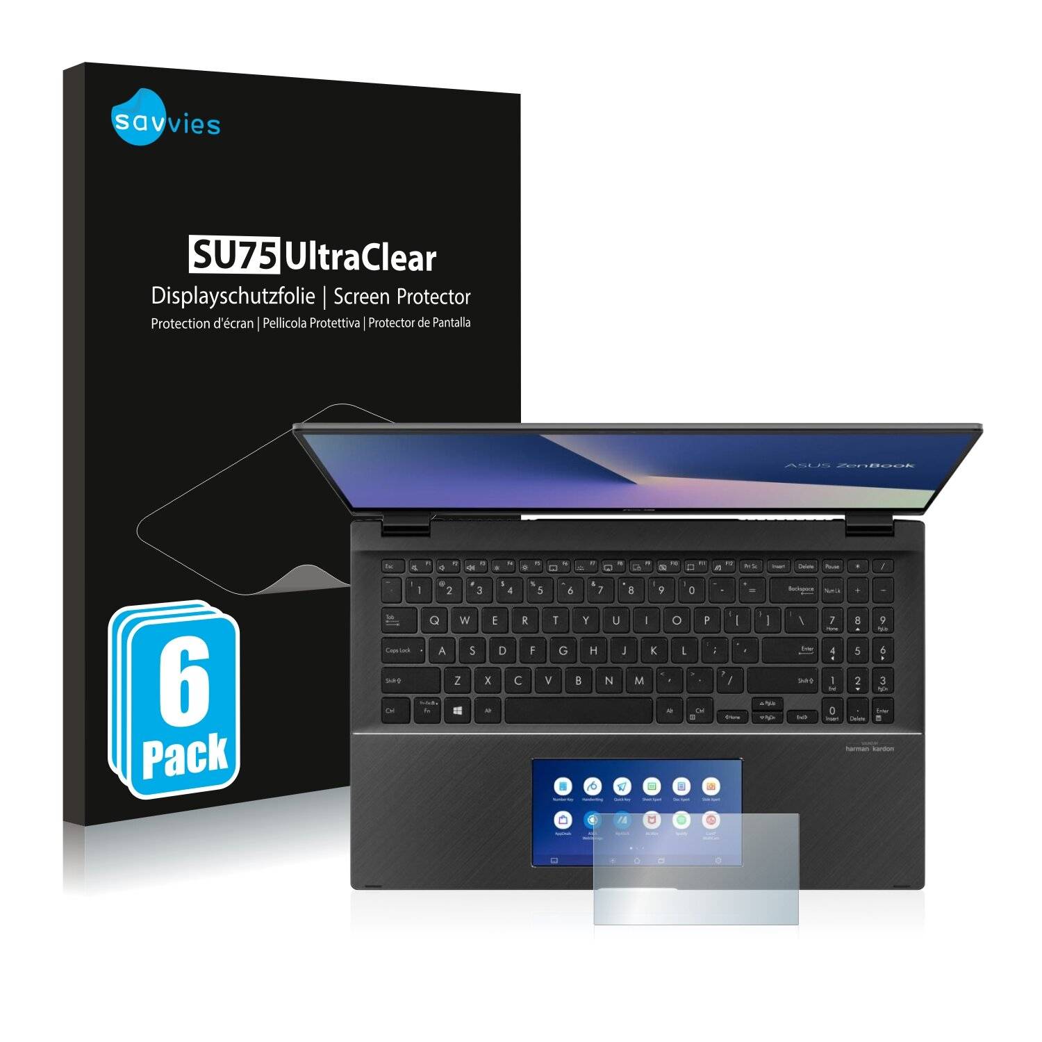 6x Savvies SU75 Displayschutzfolie für Asus ZenBook Flip 15 UX563FD (NUR