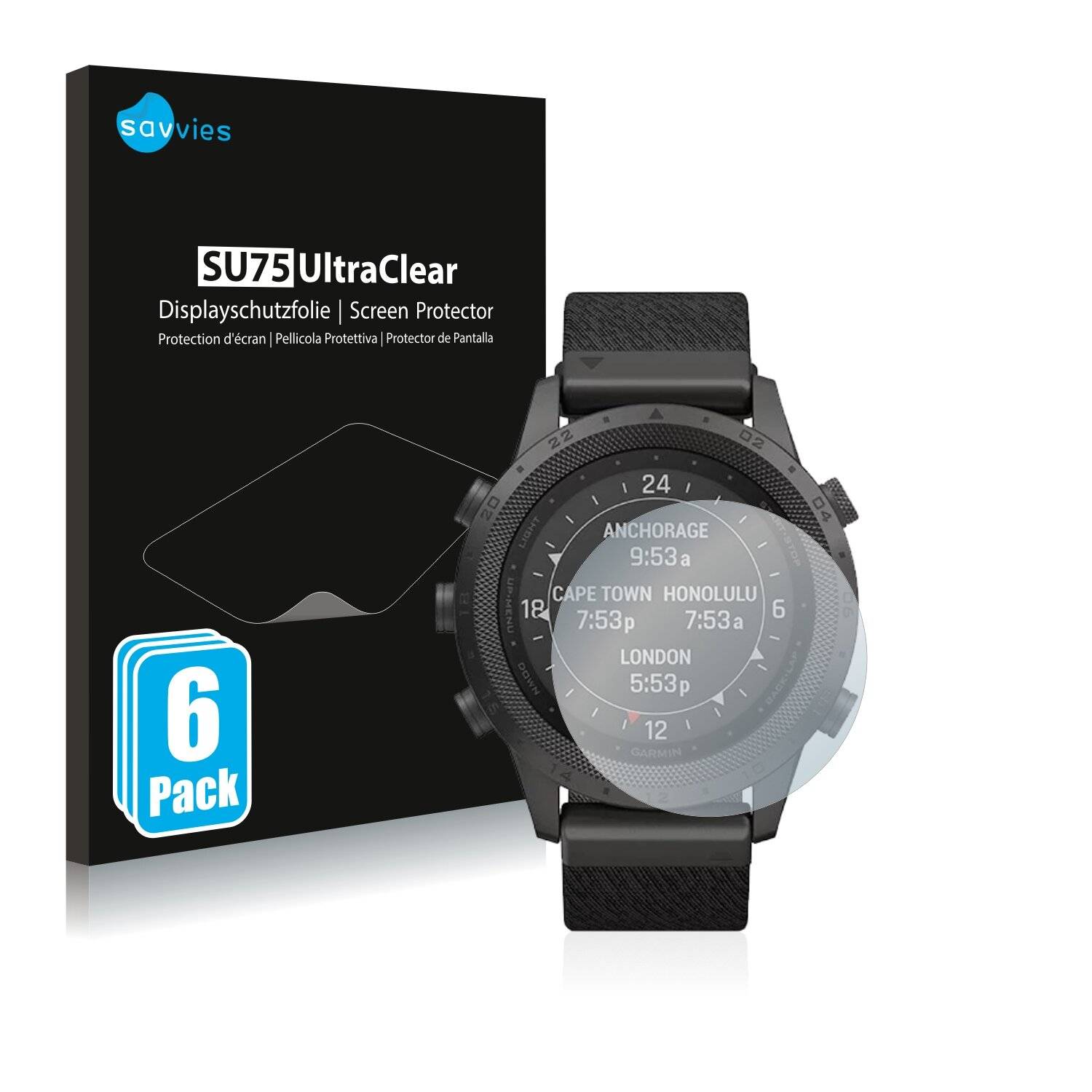 6x Savvies SU75 Displayschutzfolie für Garmin Marq