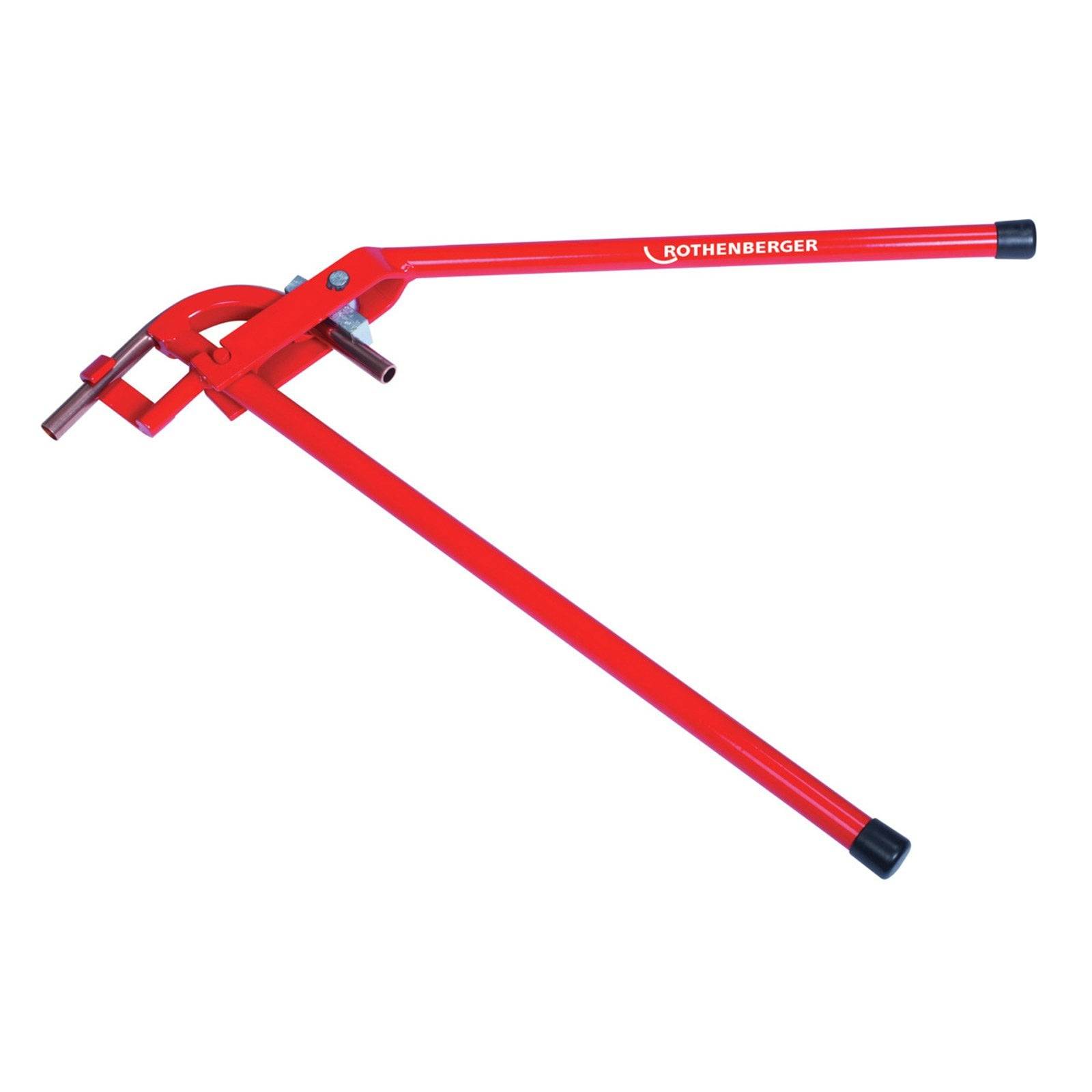 Roter Rothenberger-Rohrbiegeapparat mit langen Griffen, zum Biegen von Rohren entwickelt.