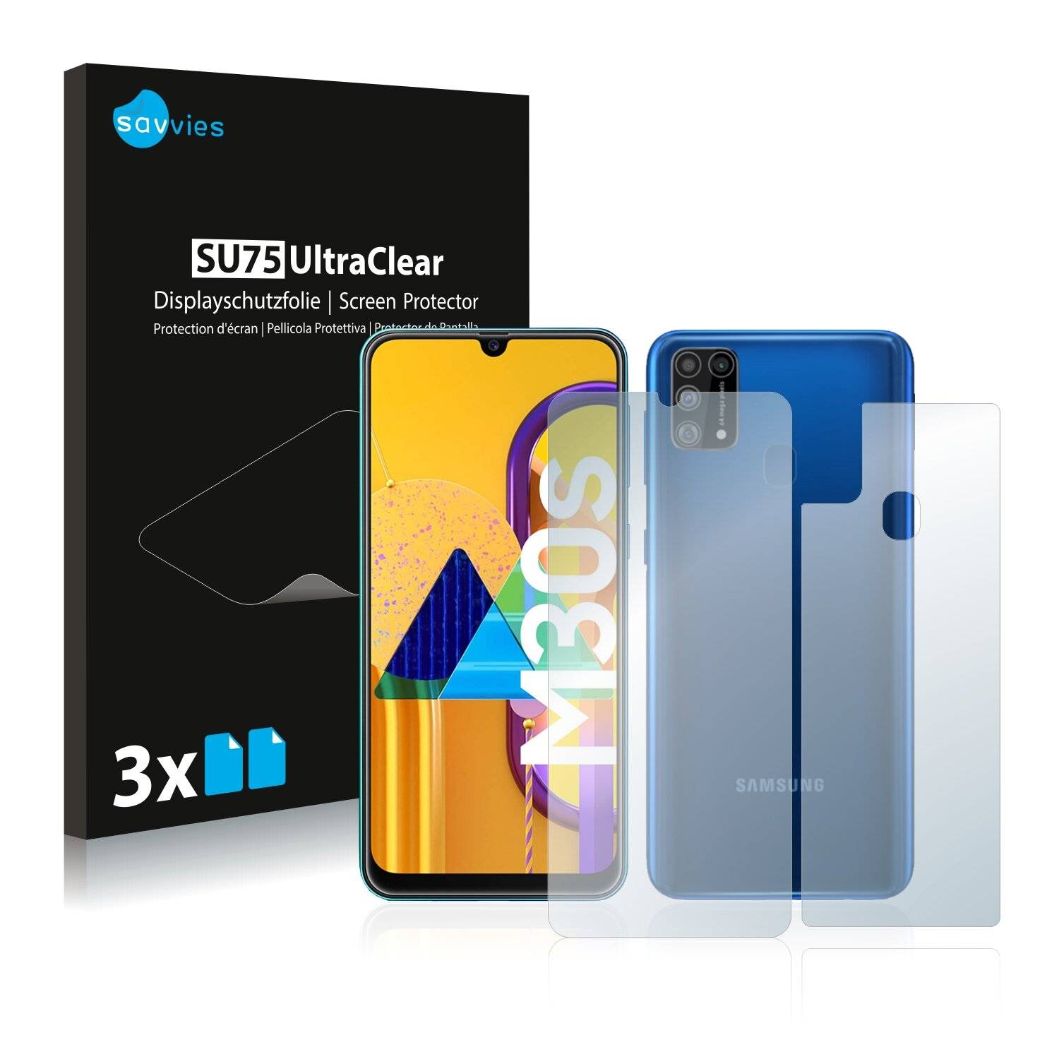 6x Savvies SU75 Displayschutzfolie für Samsung Galaxy M31 (Vorder +