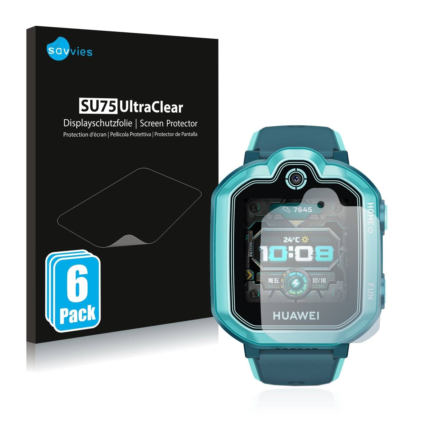 6x Savvies SU75 Displayschutzfolie für Huawei Childrens Watch 3