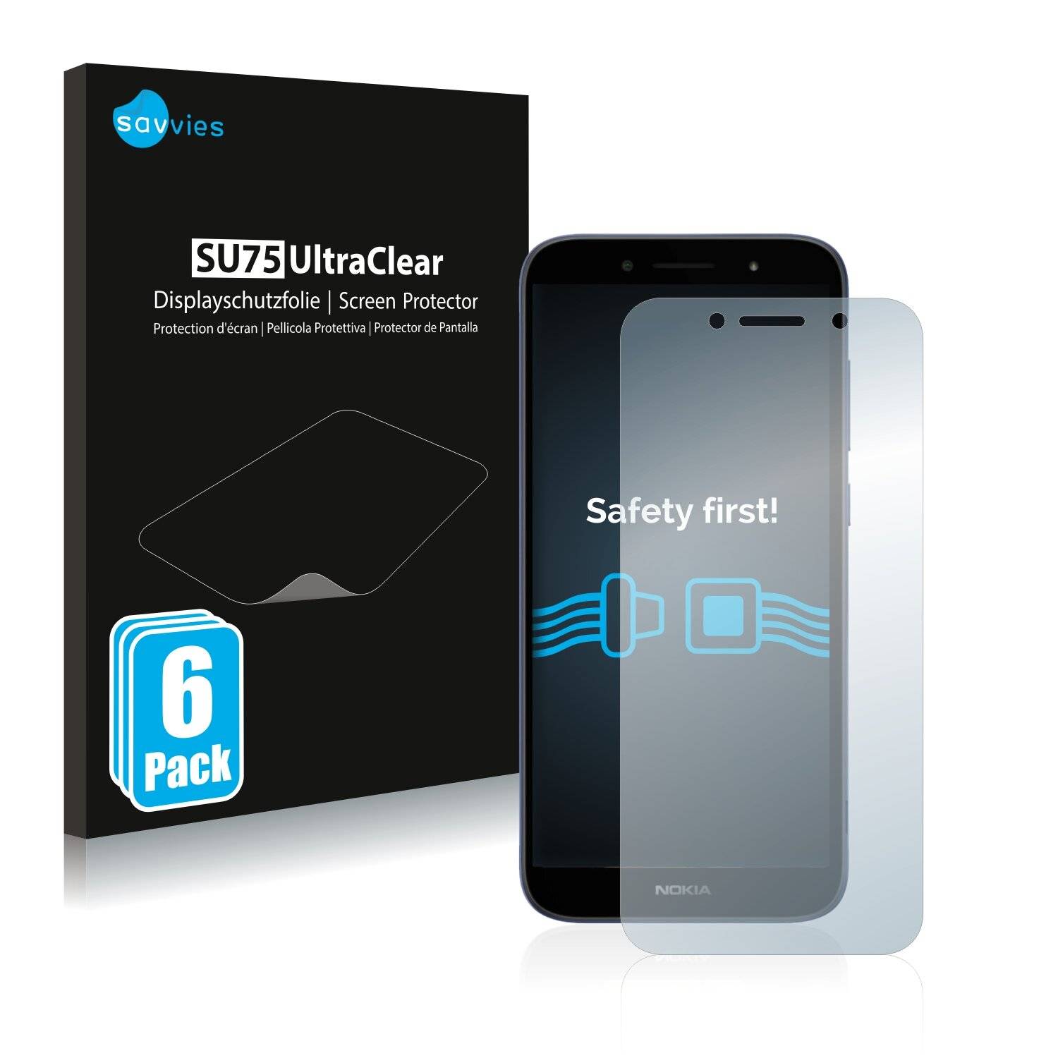 6x Savvies SU75 Displayschutzfolie für Nokia C1