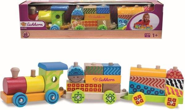 Eichhorn Color Holzzug, 20-tlg., inkl. 17 Bausteinen