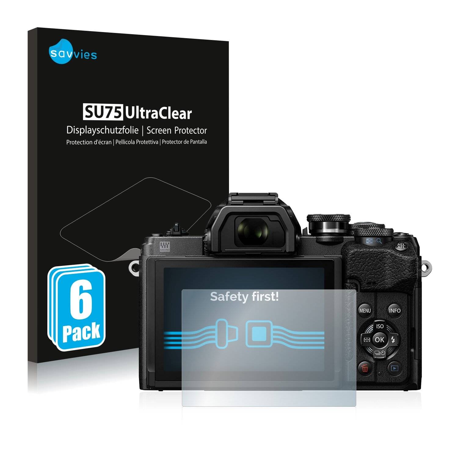6x Savvies SU75 Displayschutzfolie für Olympus OM-D E-M10 Mark