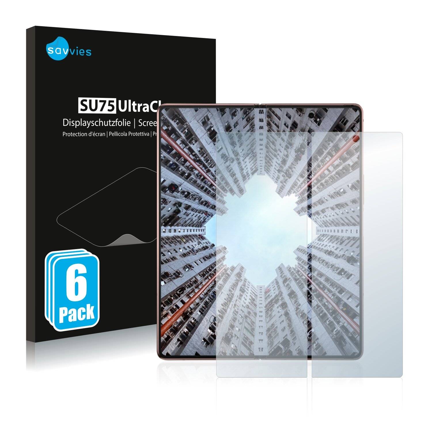 6x Savvies SU75 Displayschutzfolie für Samsung Galaxy Z Fold 2 5G (Inneres