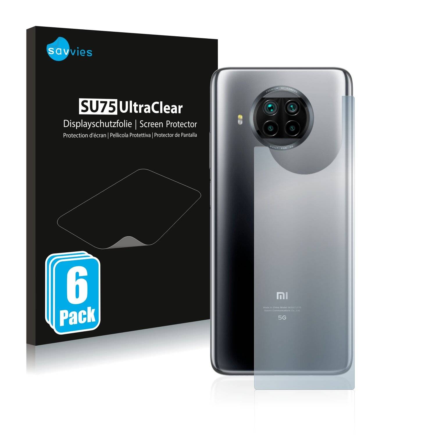 6x Savvies SU75 Displayschutzfolie für Xiaomi Mi 10T Lite