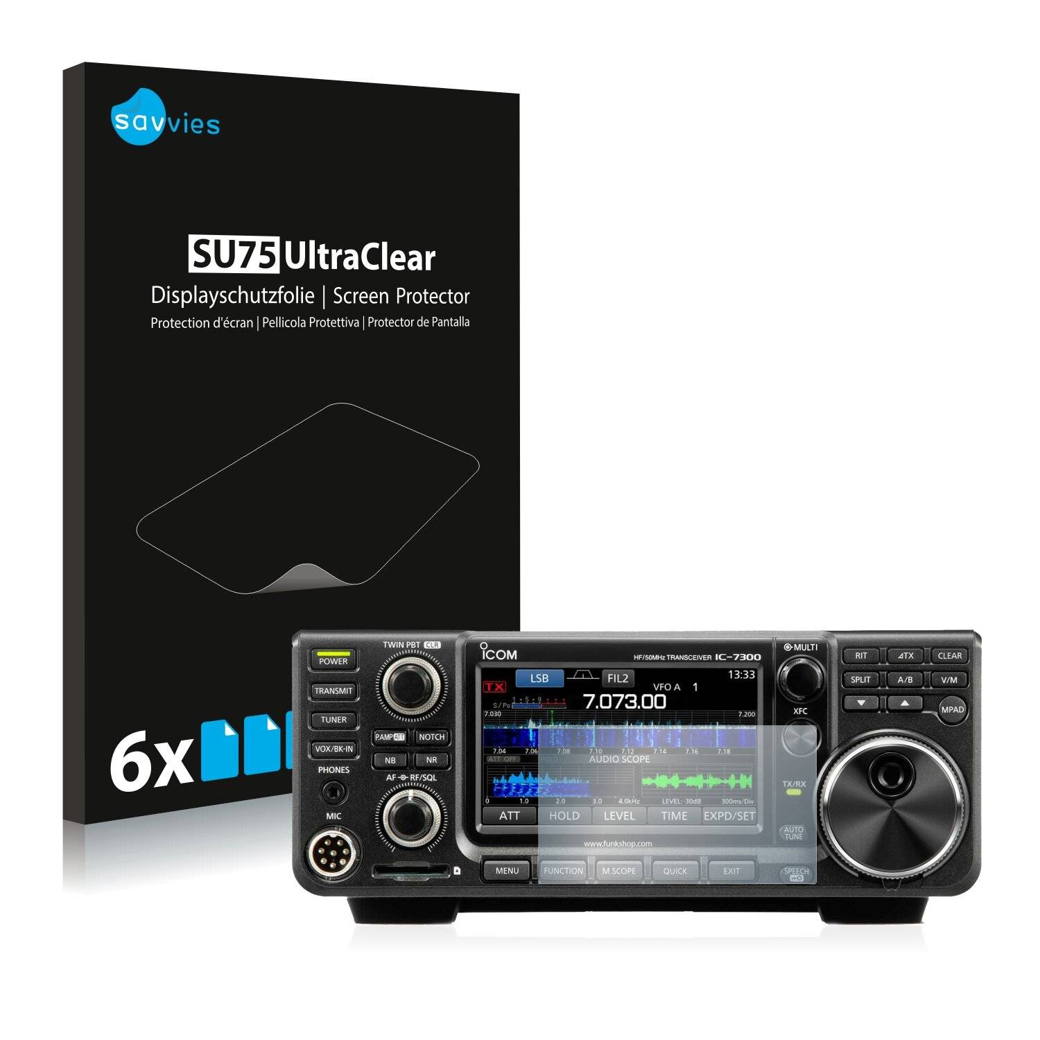 6x Savvies SU75 Displayschutzfolie für Icom