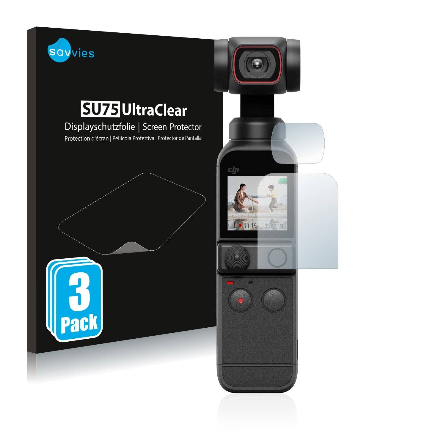 6x Savvies SU75 Displayschutzfolie für DJI Osmo Pocket 2 (Display +