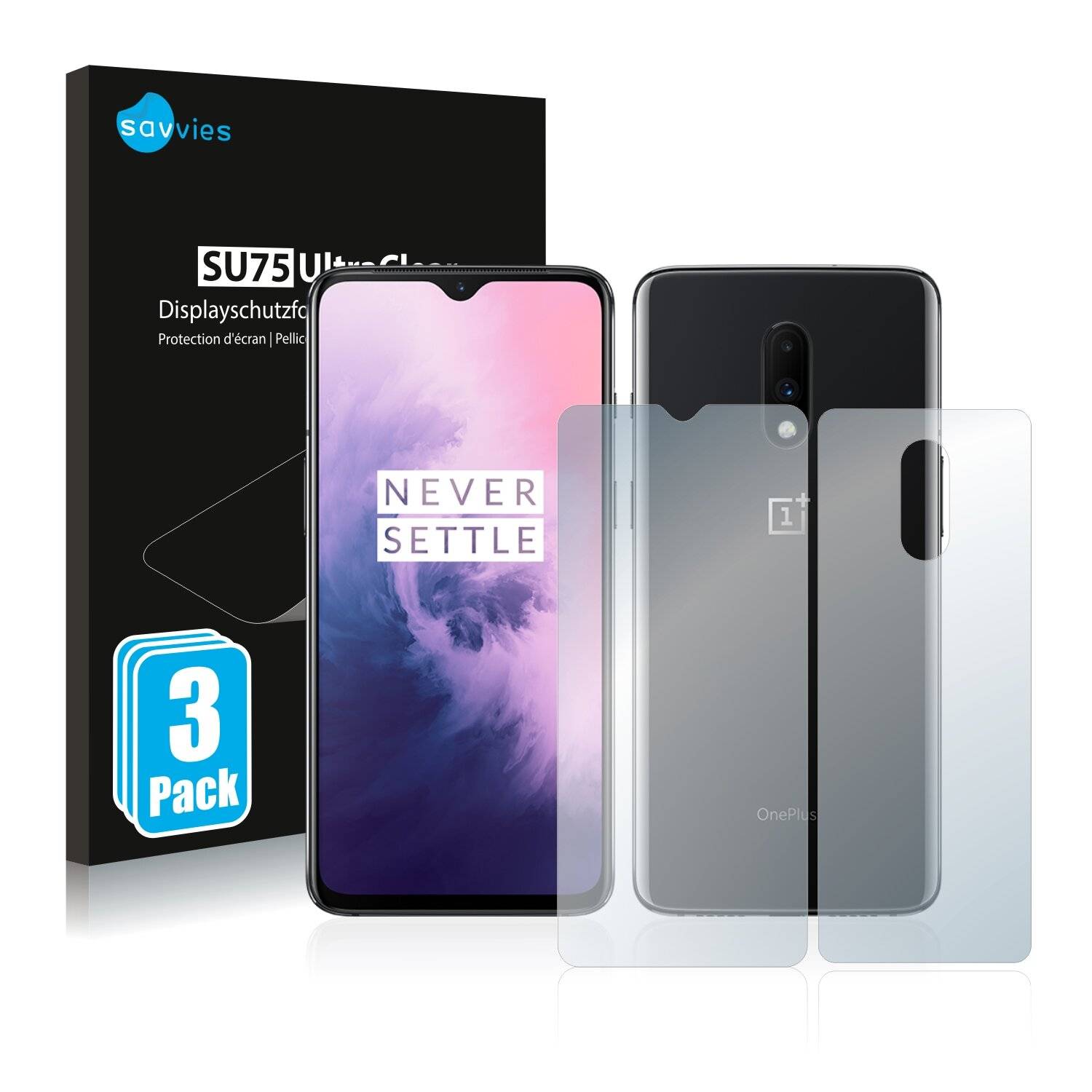 6x Savvies SU75 Displayschutzfolie für OnePlus 7 (Vorder +