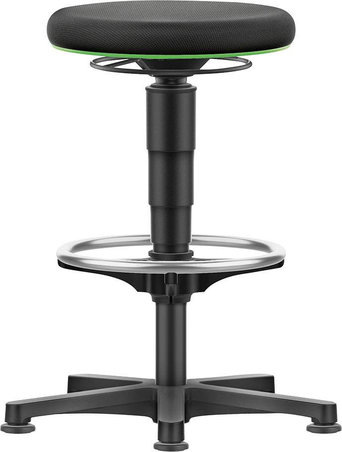 Drehhocker Stoffsitz Sitzhöhe 530 - 750 mm mit Gleiter und Fußring