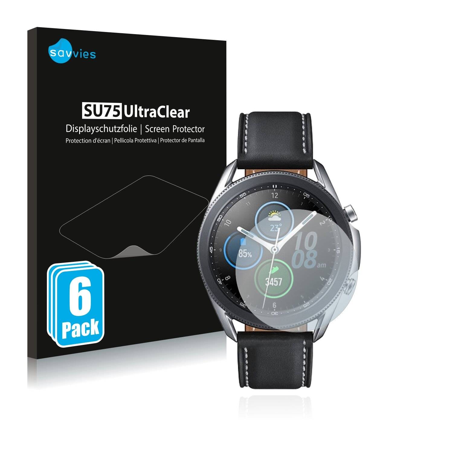 6x Savvies SU75 Displayschutzfolie für Samsung Galaxy Watch 3