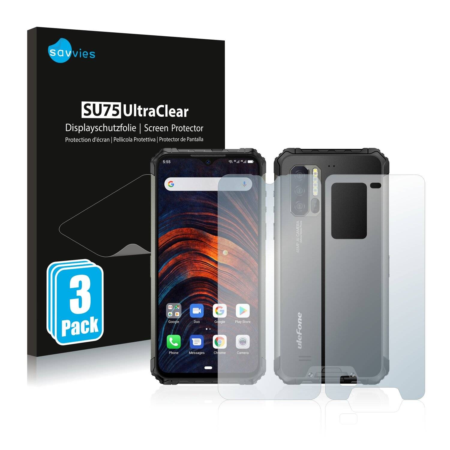 6x Savvies SU75 Displayschutzfolie für Ulefone Armor 7 (Vorder +