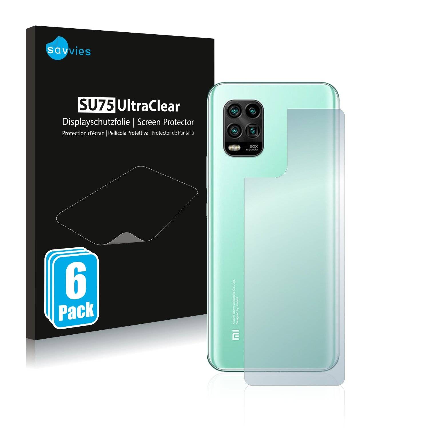 6x Savvies SU75 Displayschutzfolie für Xiaomi Mi 10 Lite Zoom
