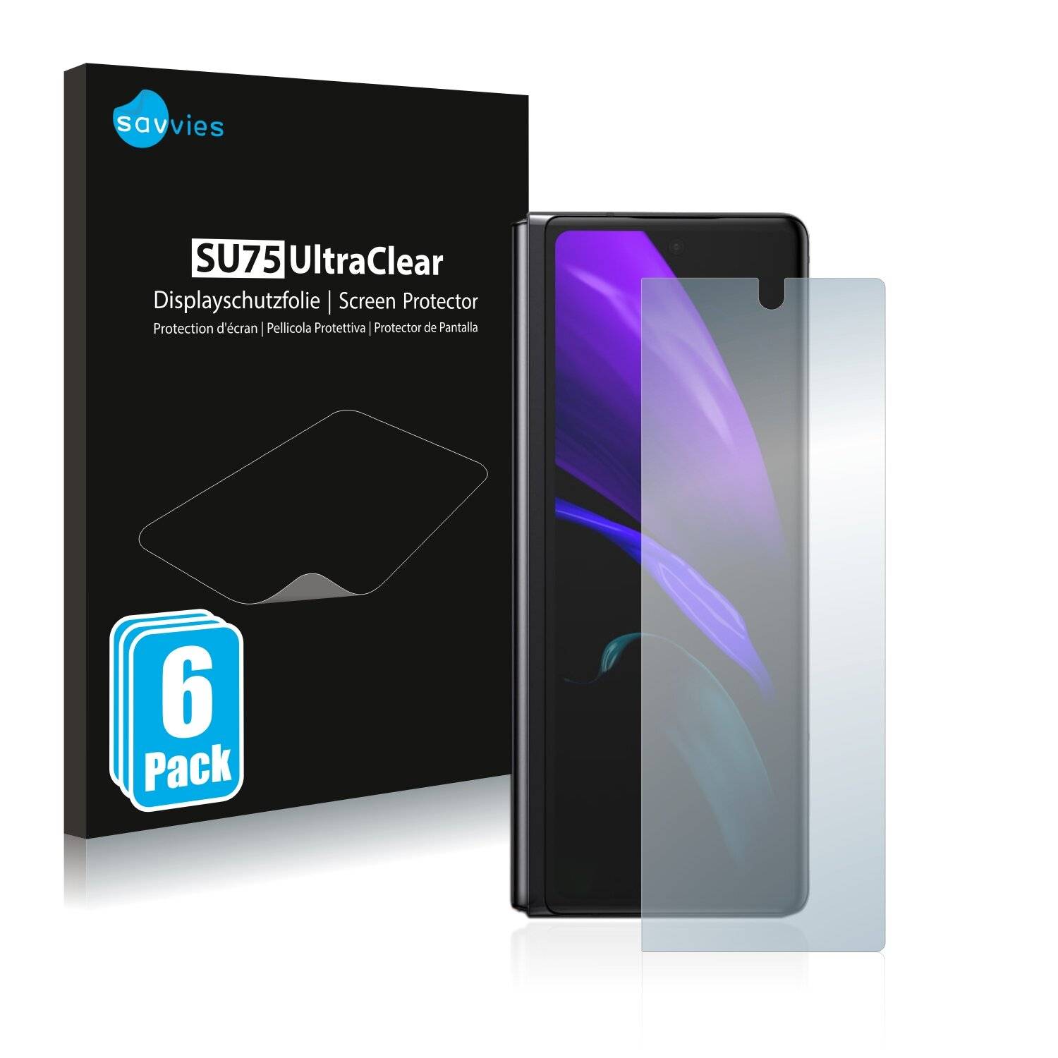6x Savvies SU75 Displayschutzfolie für Samsung Galaxy Z Fold 2