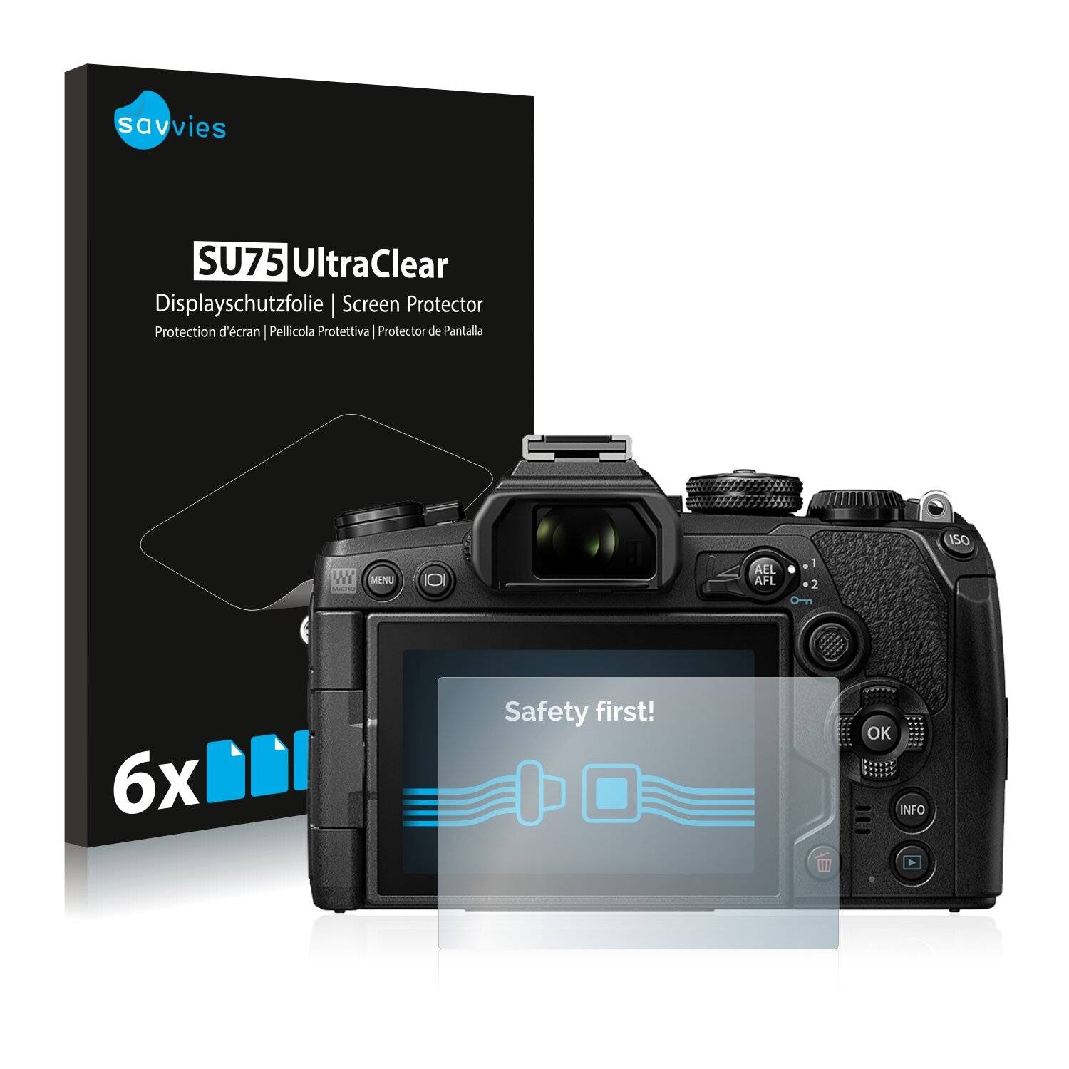 6x Savvies SU75 Displayschutzfolie für Olympus OM-D E-M1 Mark