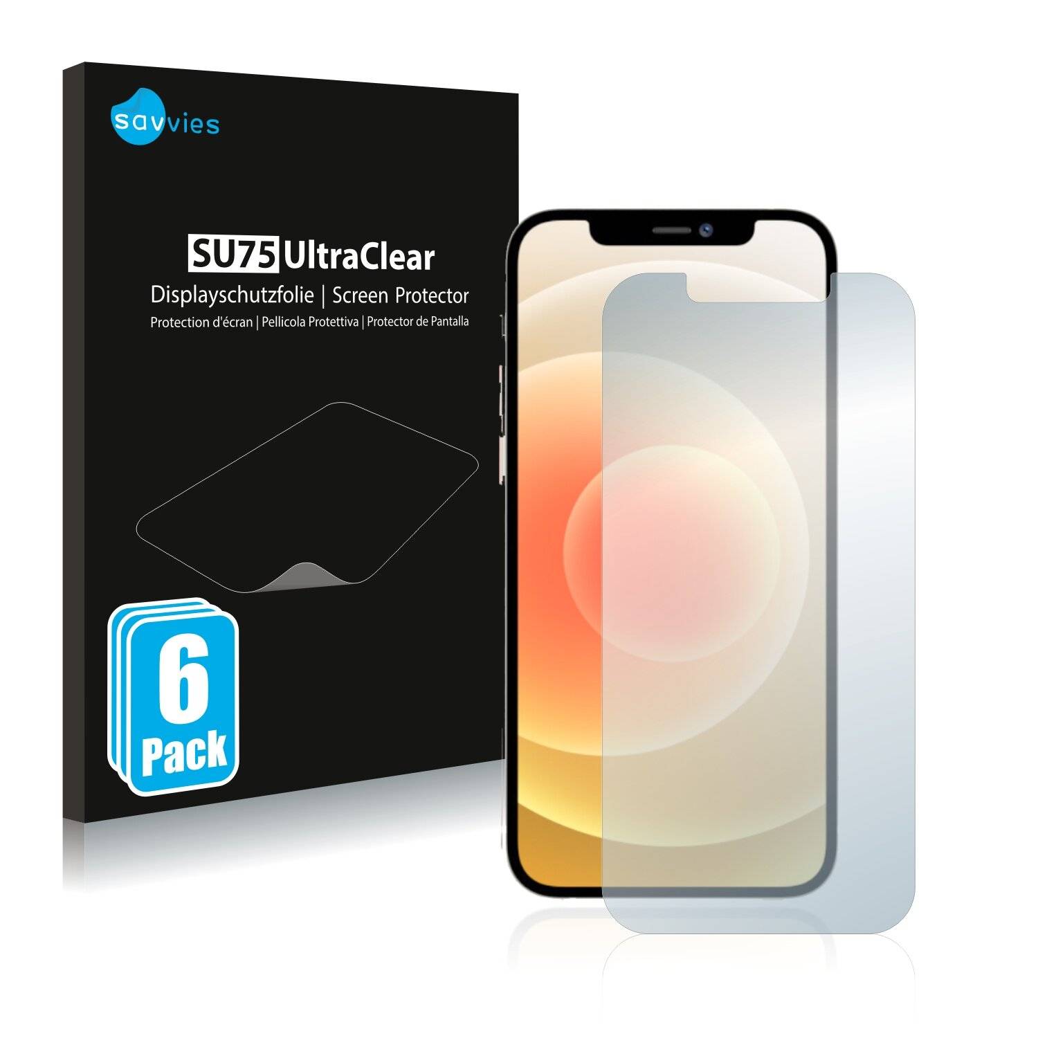 6x Savvies SU75 Displayschutzfolie für Apple iPhone 12 Pro