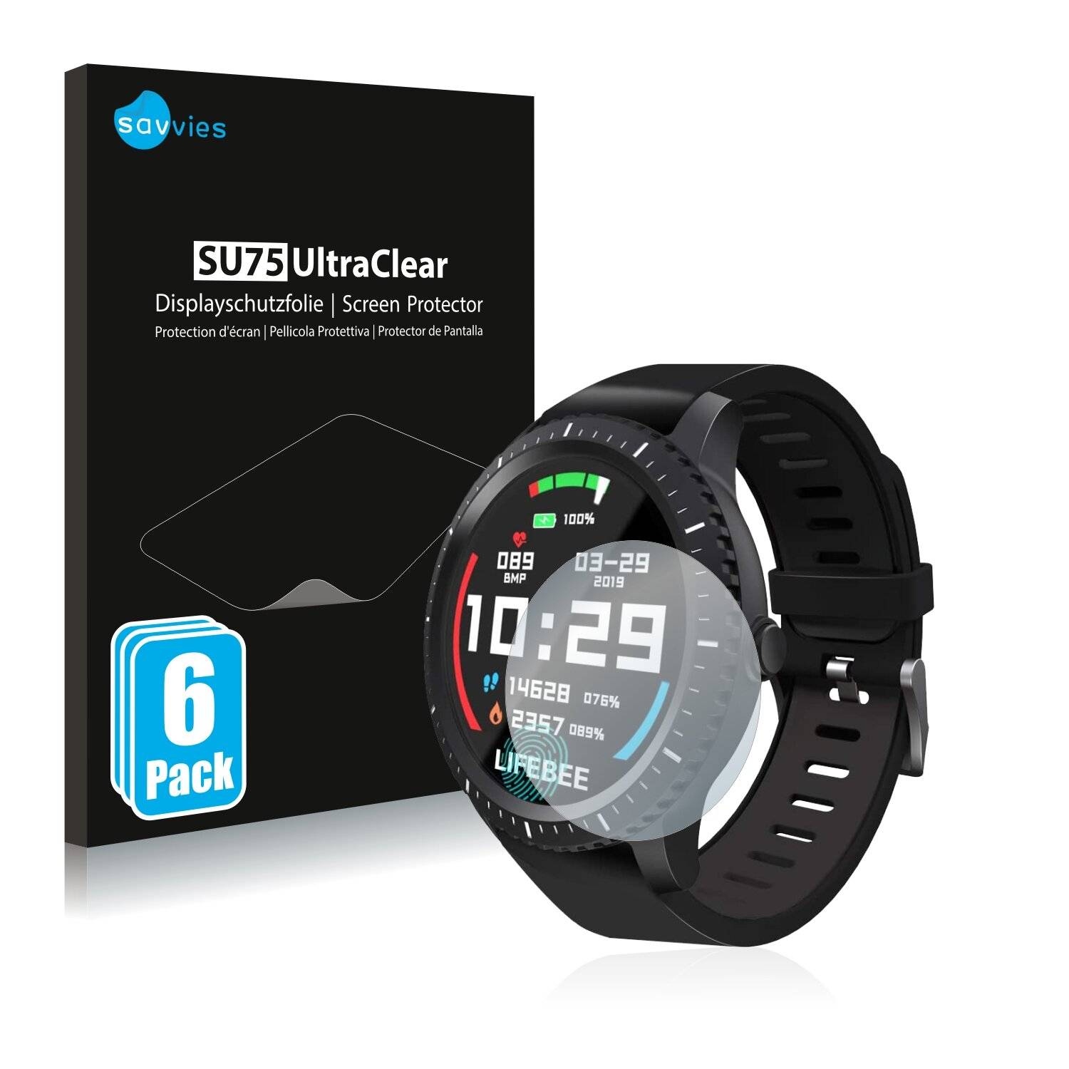 6x Savvies SU75 Displayschutzfolie für Lifebee Watch