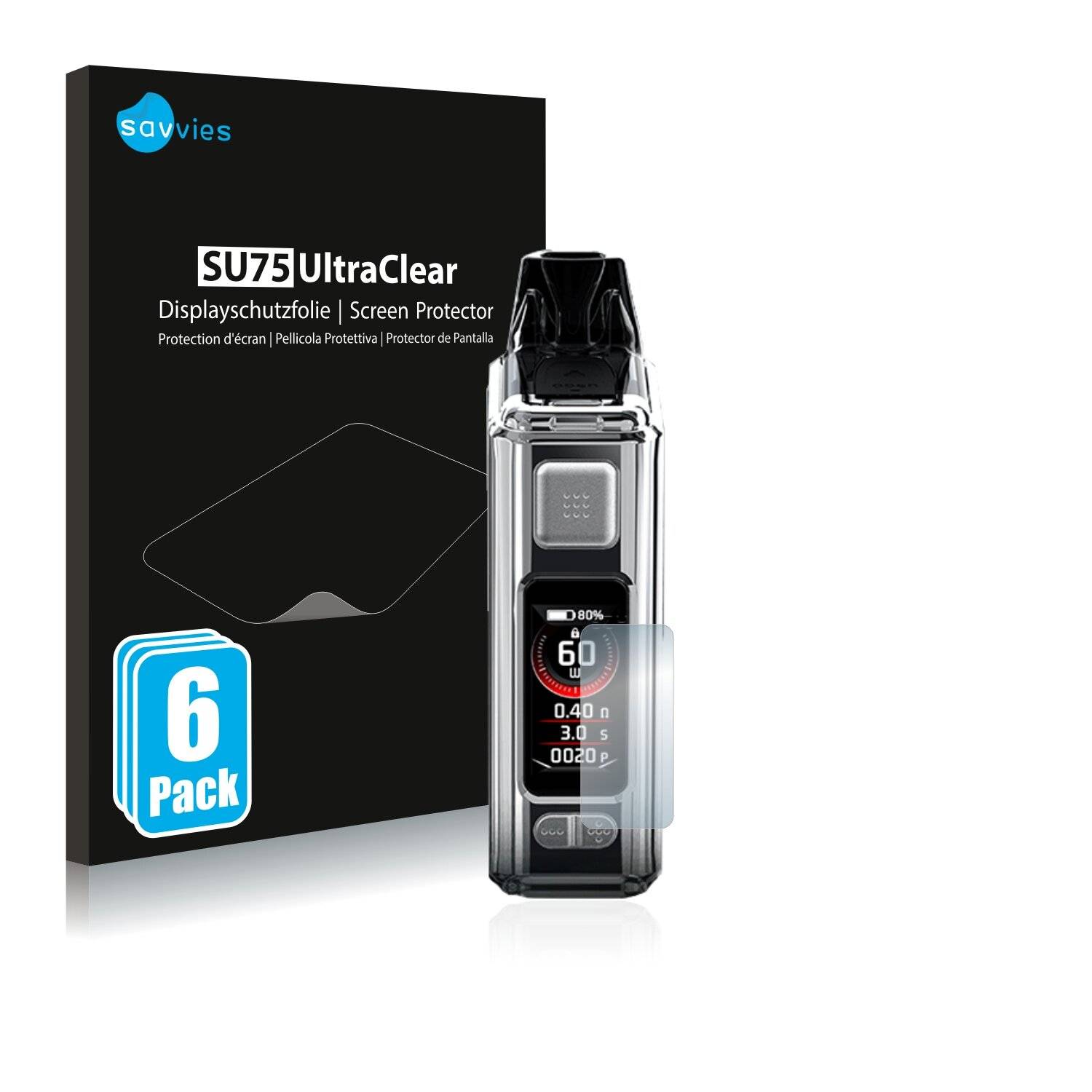 6x Savvies SU75 Displayschutzfolie für Joyetech