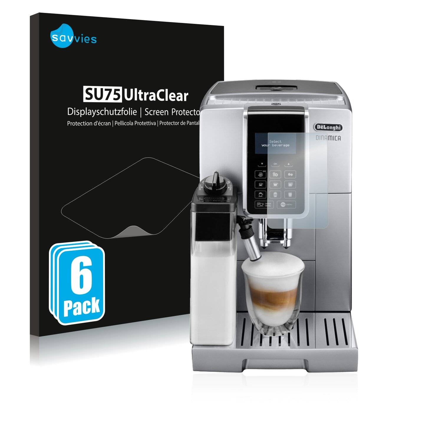 6x Savvies SU75 Displayschutzfolie für DeLonghi Dinamica