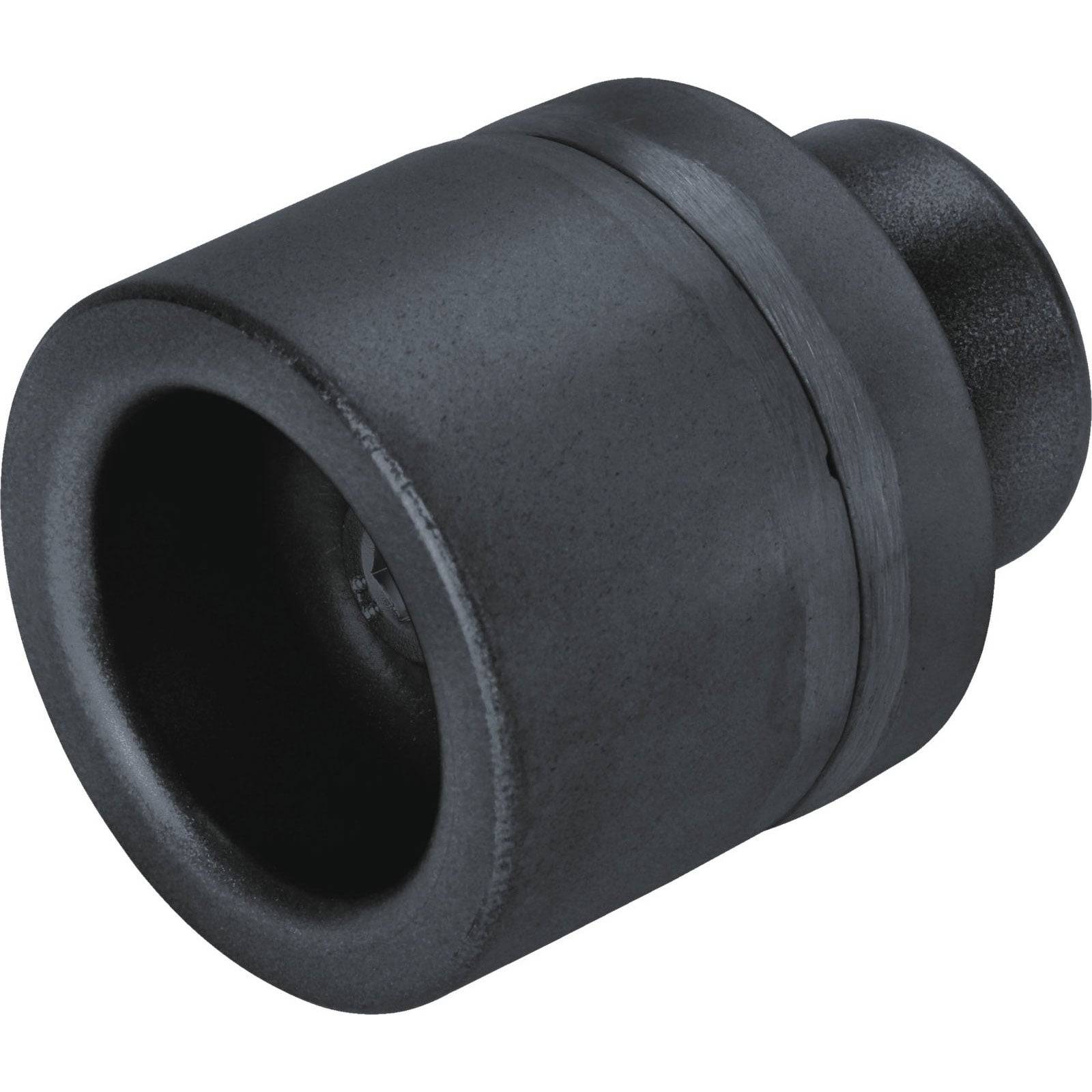 Eine schwarze Schlagschraubernuss mit sechskantiger Tiefausführung, die zum Anziehen oder Lösen von Muttern und Schrauben mit einem Elektrowerkzeug verwendet wird.