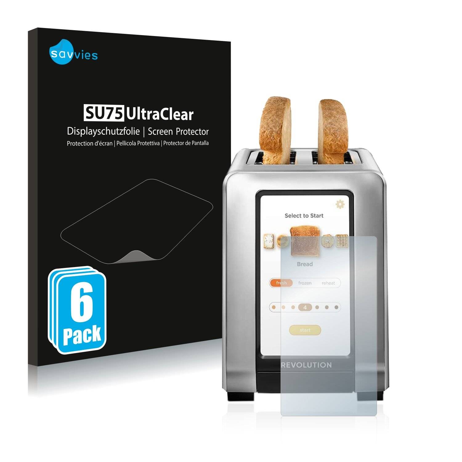 6x Savvies SU75 Displayschutzfolie für Revolution Cooking Smart